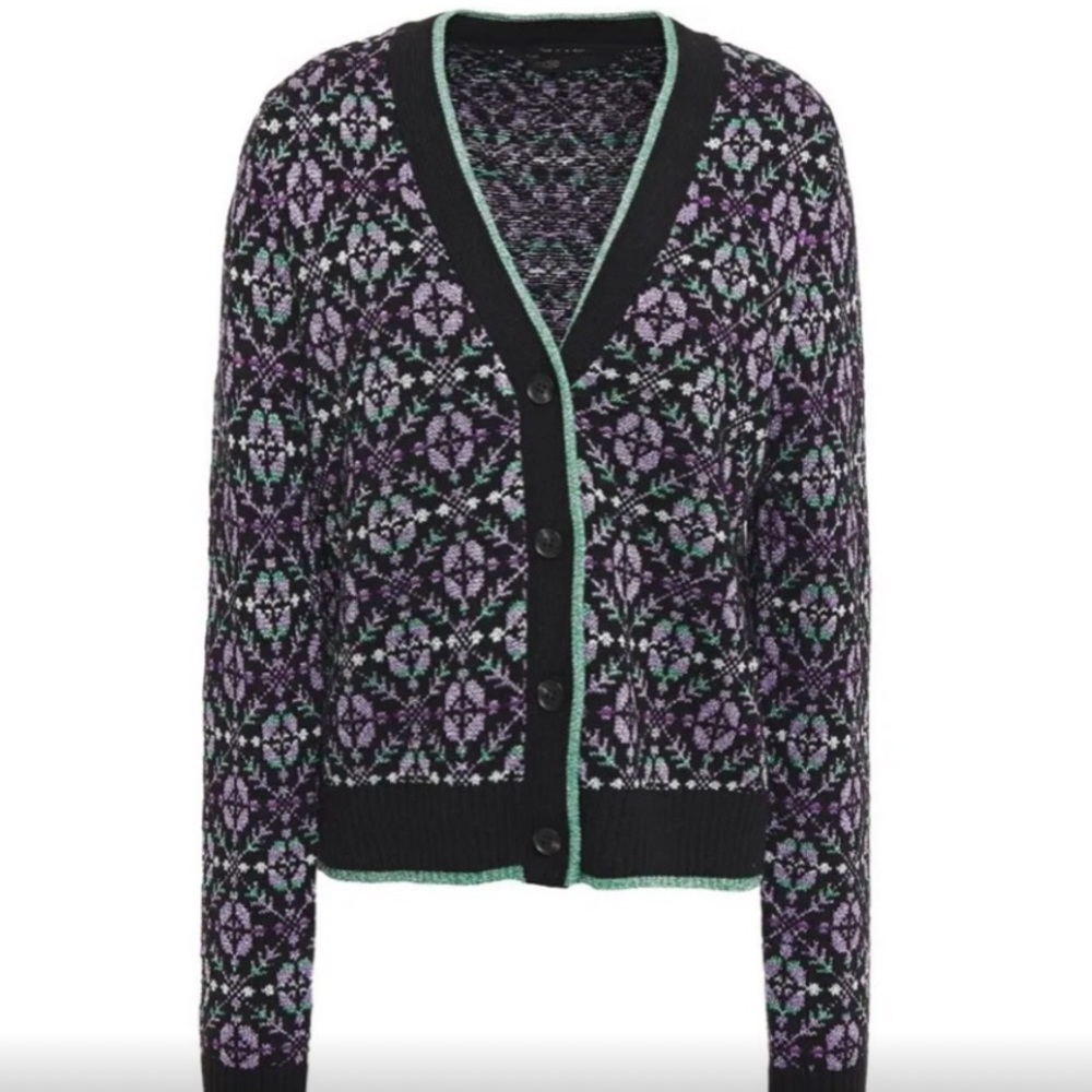 MAJE Modern Metallic sweater cardigan size 2 fits XS/S grancore retro 70s